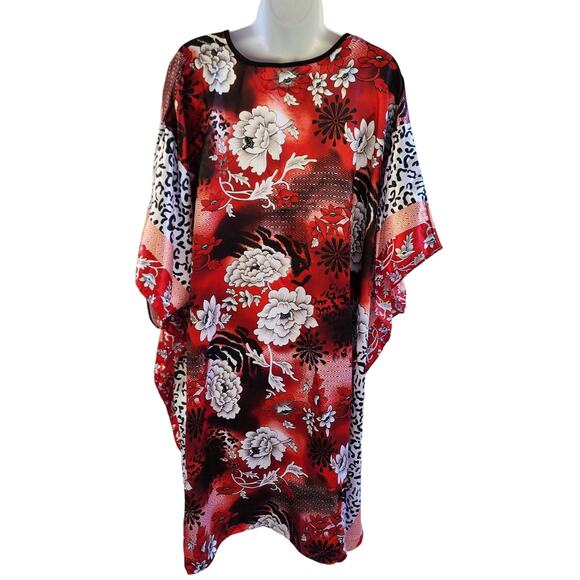 NWT Winlar Caftan Silk Fabric with a Bold Colorful Floral & Animal Print sz O/S - Picture 10 of 14